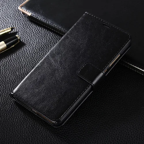 Ретро флип-чехол для Xiaomi mi 6 Plus 5C 5X A1 Max2 красный mi Note 4 4X Note 5A кожаный чехол-кошелек чехол для телефона коричневый черный розовый - Цвет: Черный