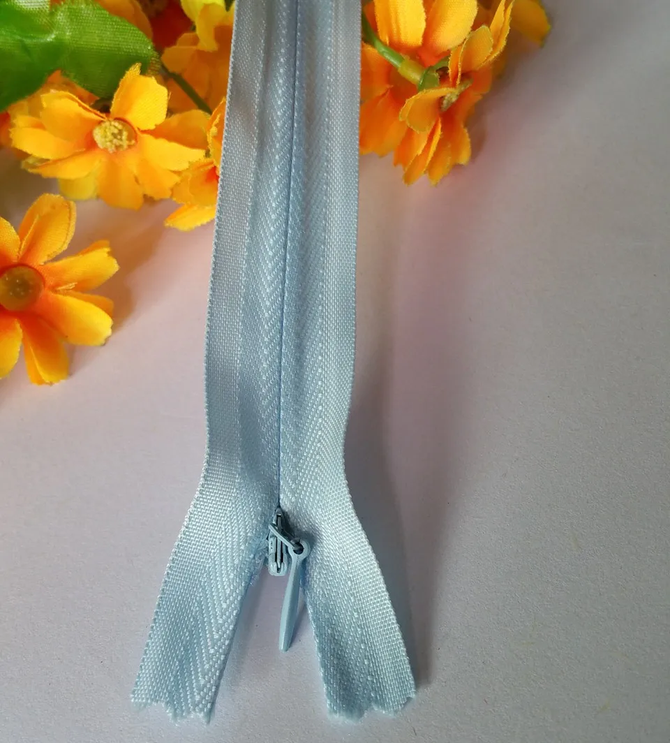 Free shipping 5pcs Light blue Cloth invisible zipper for sewing Garment accessories Pillow