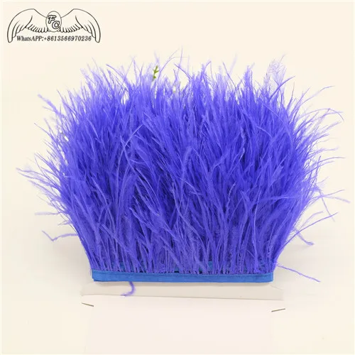 royal blue Модные Цвет 1 метр натуральный страусовый отделка из перьев, на стопу длиной от 10 до 15 см, украшенные перьями лента для рукоделия на свадьбу, на праздник, украшение для платья - Цвет: royal blue