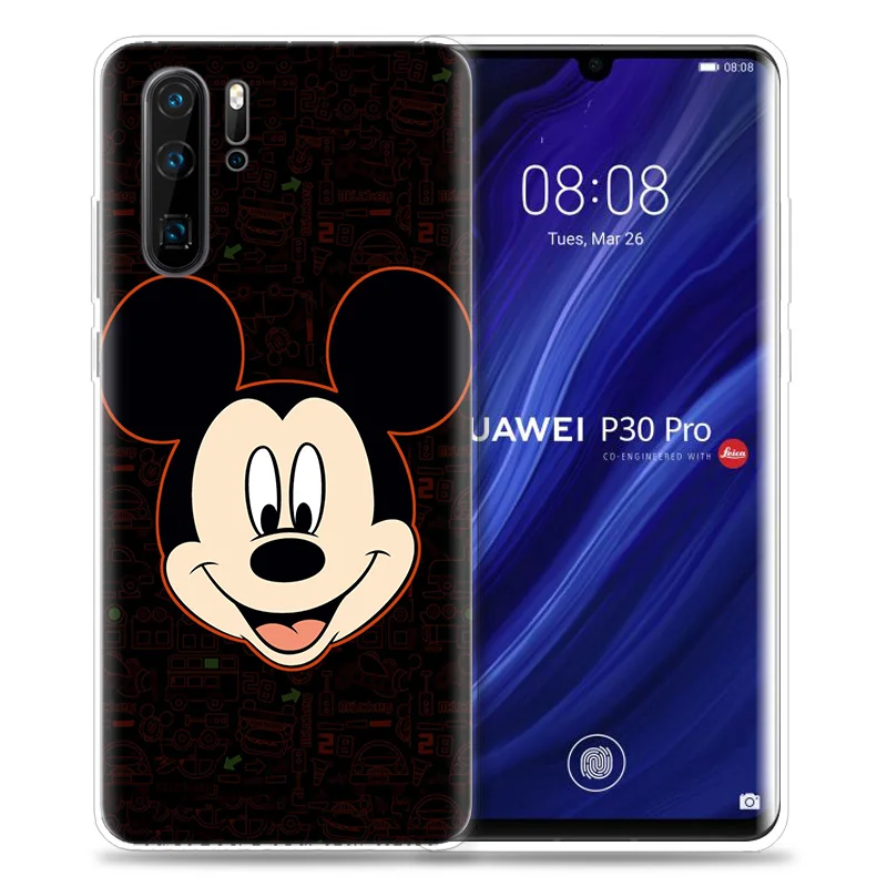 Чехол для huawei P30 P20 P10 P9 mate 10 20 Lite Pro, чехол для мобильного телефона P Smart Z Plus, чехол для влюбленных с поцелуями, Микки и Минни Маус