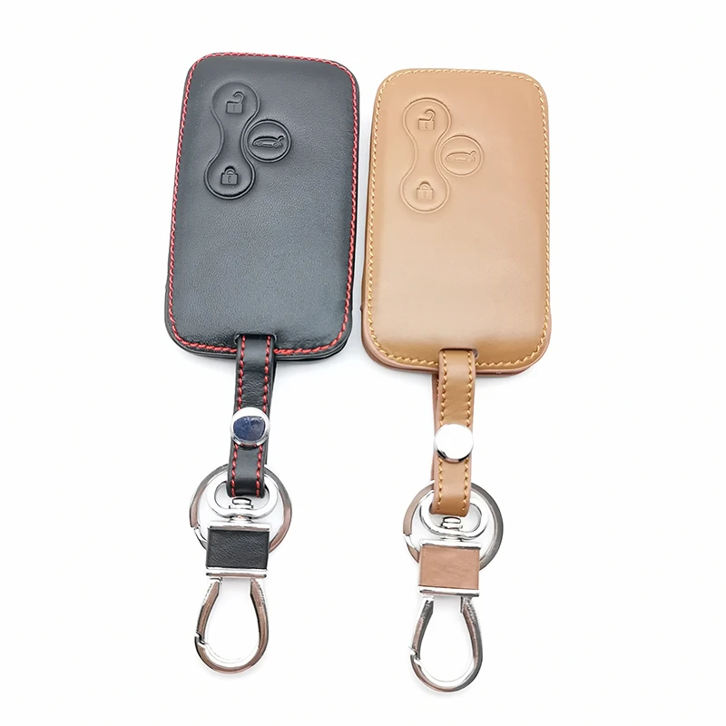 3 кнопки кожаный чехол для ключей автомобиля Защита кожи смарт-карта Марка Renault Clio Megane 2 3 Koleos Logan Scenic