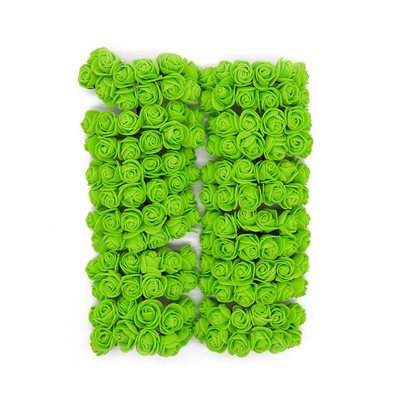 Green 144 шт пенный плюшевый мишка, роза, украшение из ПЭ пены, голова розы, искусственные цветы, изготовленные вручную свадебные украшения, скрапбукинг, Подарочная коробка, сделай сам, венок - Цвет: Green