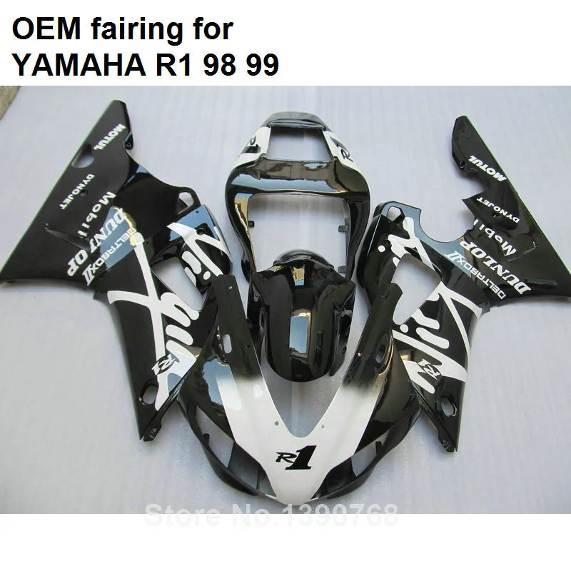 Motomarts инжекционного метода литья обтекатель комплект для YAMAHA YZF R1 1998 1999 черные белые обтекатели комплект YZFR1 98 99 SQ11