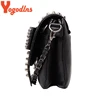 Yogodlns Women Black Leather Messenger Bags Fashion Vintage Messenger Cool Skull Rivets Shoulder Bags sac a main bolsa ► Photo 2/6
