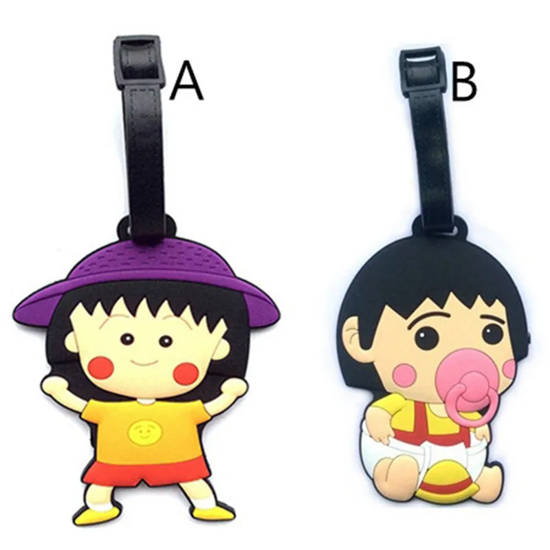 

Fashion Lovely Chibi Maruko Chan Travel Accessories Luggage Tag New Cartoon Silica Gel Suitcase Baggage Tags Portable Label 10cm