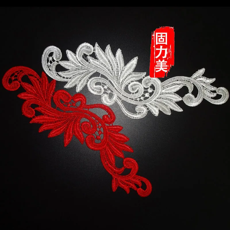 

10pcs=5 Pair decorative embroidery clothes red wedding dress bridal badge headband motif patch lace applique flower wedding