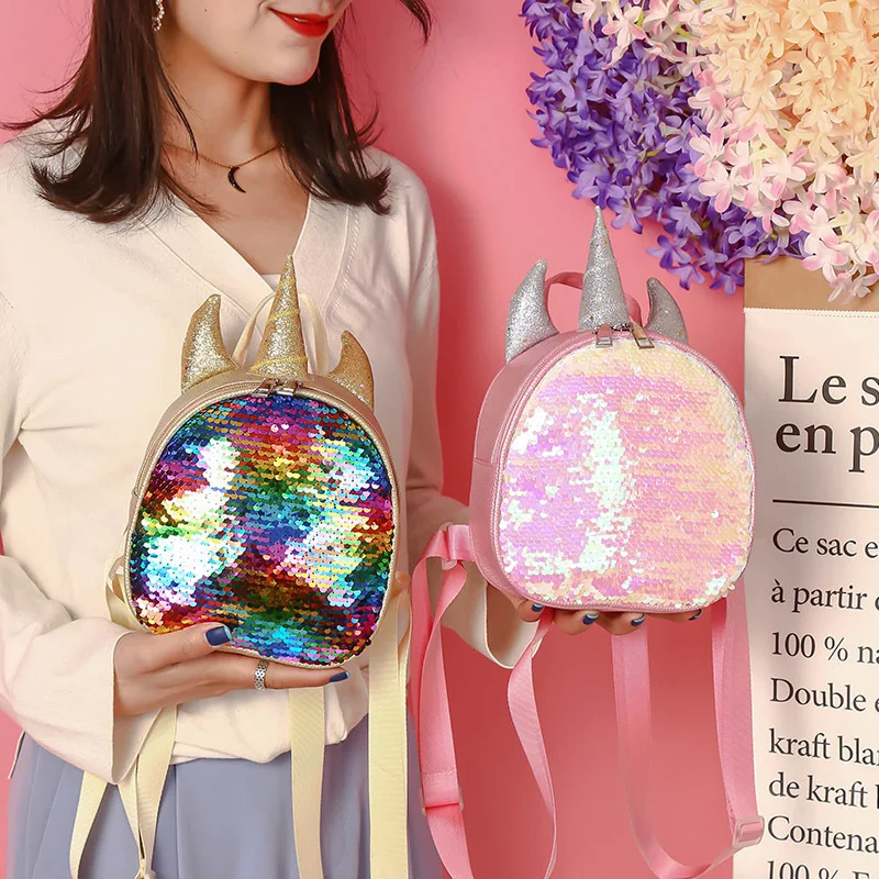 Модный рюкзак с единорогом блестками женские дорожные сумки героями