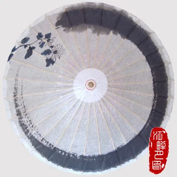 

Craft Handmade White Black Ink Bold Brush Oiled Paper Umbrella Sunshade Parasol Cosplay Umbrella