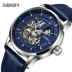 Для мужчин часы OUBAOER автоматические механические часы кожа Часы повседневные деловые часы лучший бренд спортивные часы relogio masculino