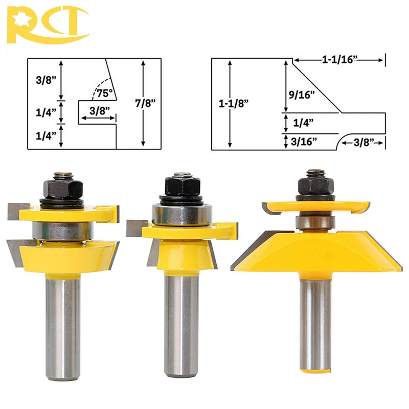 RCT 1/" хвостовик панели двери шкафа маршрутизатор Набор бит Карбид фрезы для плотника древесины гравировки Деревообрабатывающие инструменты
