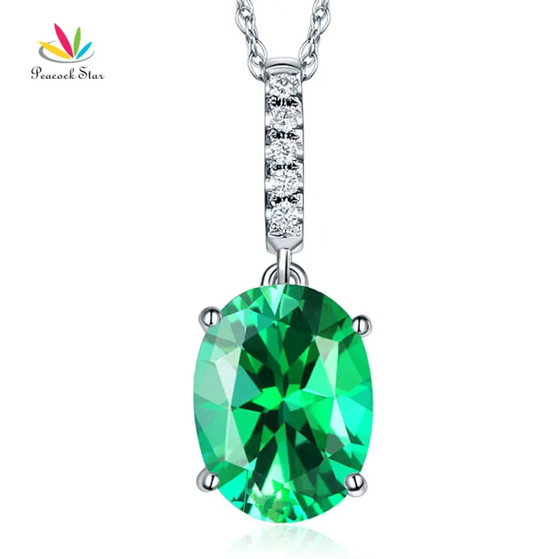 Павлин звезда 14 К White Gold 4.1 CT ОВАЛЬНЫЙ greentopaz кулон Цепочки и ожерелья 0.1 CT Diamond