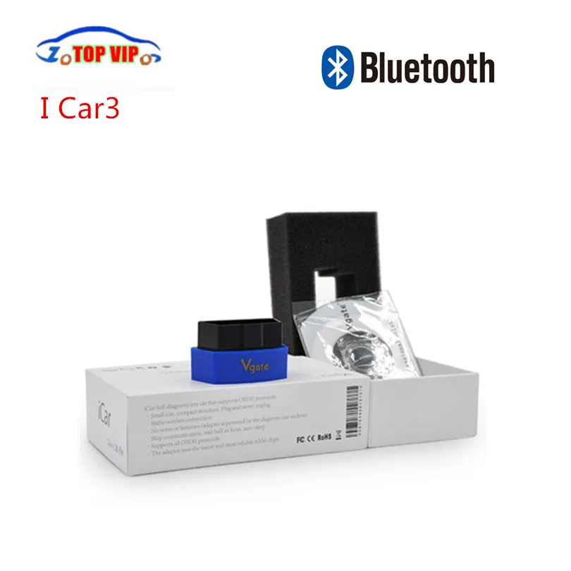 10 шт./лот ELM327 Vgate Icar3 Bluetooth OBD2 сканер Икар Elm 327 Bluetooth OBD2 диагностический инструмент Поддержка Android Быстрая