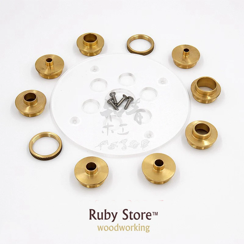 £20.39 Set Of Round Base Plate 10pcs Brass Router Template