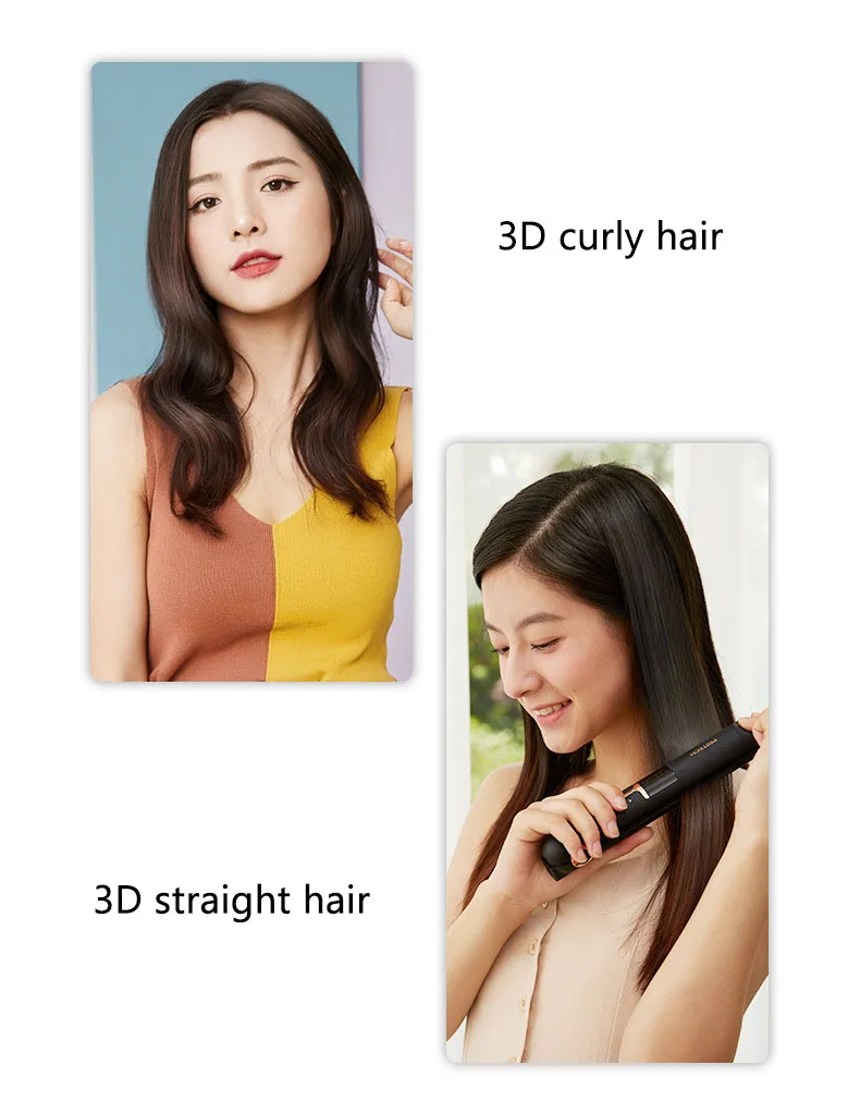 USB Charging Professional 2 in 1 Hair Curler Straightener Wireless Portable Mini Digital Display Electric Splint 2600mAh