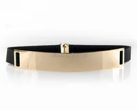 Стильный женский эластичный растягивающийся ремень с золотым металлическим покрытием, 4X25 см, блестящий крючок и Поппер для летнего платья, европейский стиль - изображение