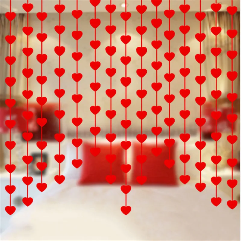 

1sets(16pcs Love) 3M Non-woven Garland Heart Garland Curtain with Red Rope DIY Party Decoration Wedding Decoration Home Decor-S