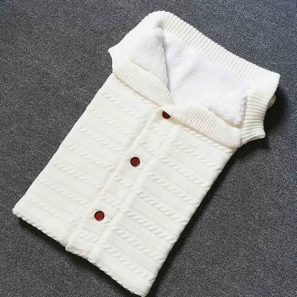 Baby Swaddle Blanket Acrylic Fibres For Boys Girls Sleeping Stroller Wool Knit Plus Velvet Thickening Blanket 68*40cm