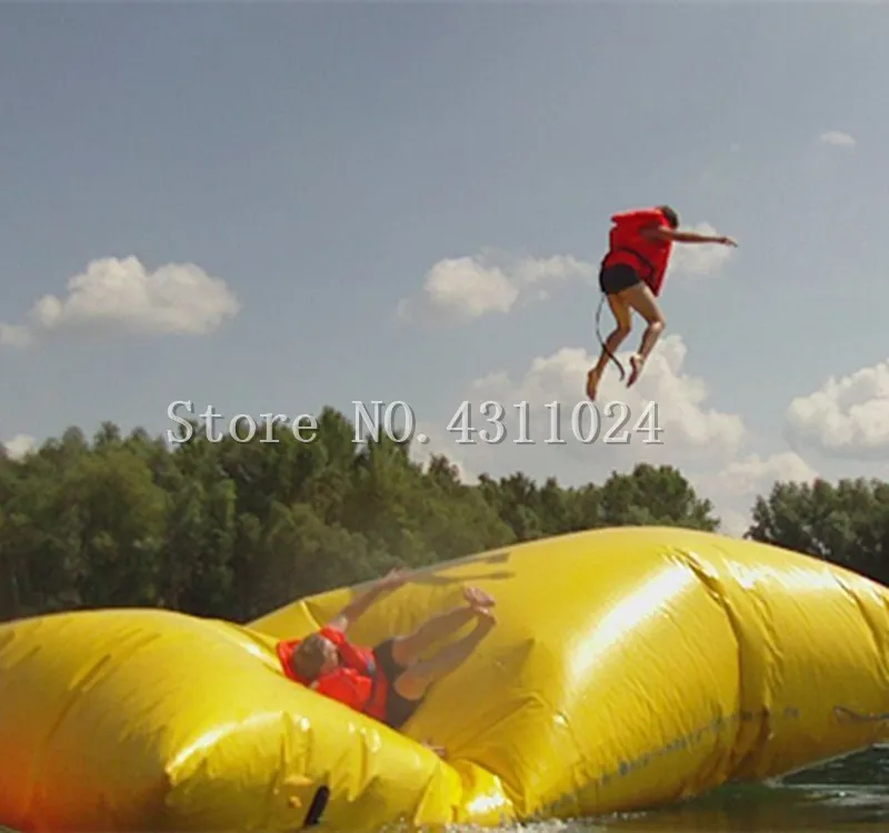 Free Shipping 7*3m 0.9mm PVC Colorful Inflatable Water Trampoline Jumping Pillow Water Blob Inflatable Water Ejection Bag