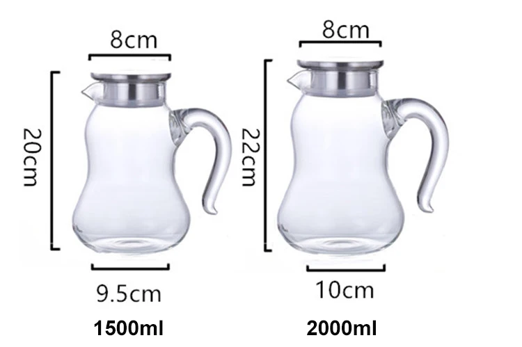 1500ml / 2000ml Big Heat-Resistant Glass Tea Jug with Filter Office Iced Tea Bottle Water Milk Juice Pitcher Beverage Dispenser