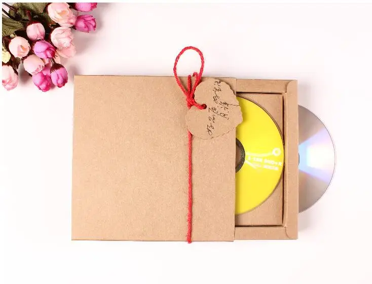 10 шт крафт пустой CD бумажный чехол крафт Конверт Рукава диски бокс для DVD CD коричневая Подарочная коробка Открытка пригласительный конверт 15,5x15,5 см