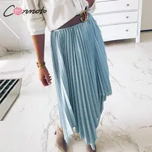 Conmoto Однотонные розовые юбки в клеточку, зимние юбки с высокой талией, нарядные уличные юбки, большие размеры