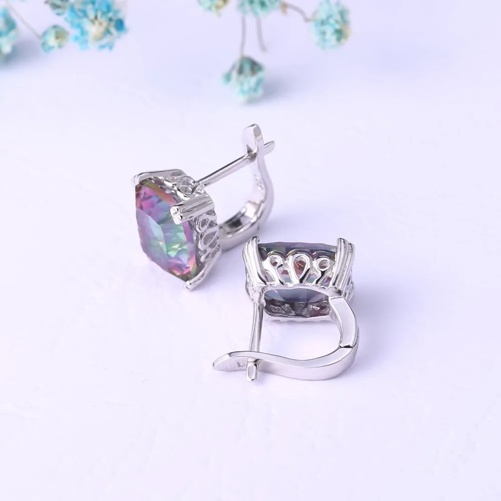 GEM'S BALLET 9.05Ct натуральные радужные мистические кварцевые серьги-гвоздики из настоящего 925 пробы, серебряные серьги для помолвки, хорошее ювелирное изделие