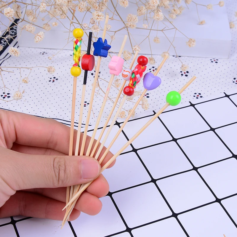 100 Pcs Colorful Food Dessert Picks 12cm heart-shaped Cocktail Drink Stirring Sticks Fruit Fork bento accessories