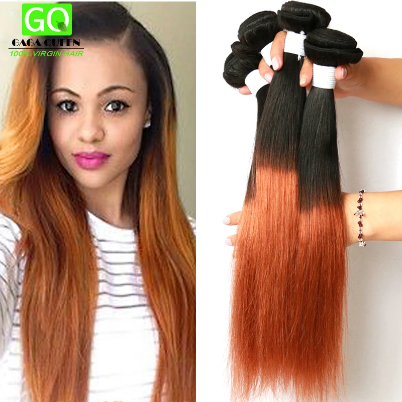 

Two Tone Brazilian Weave Hair 7a Brazilian Ombre Hair Straight Unprocessed 3 Bundles Brazilian Ombre Virgin Hair 1B/30 Straight