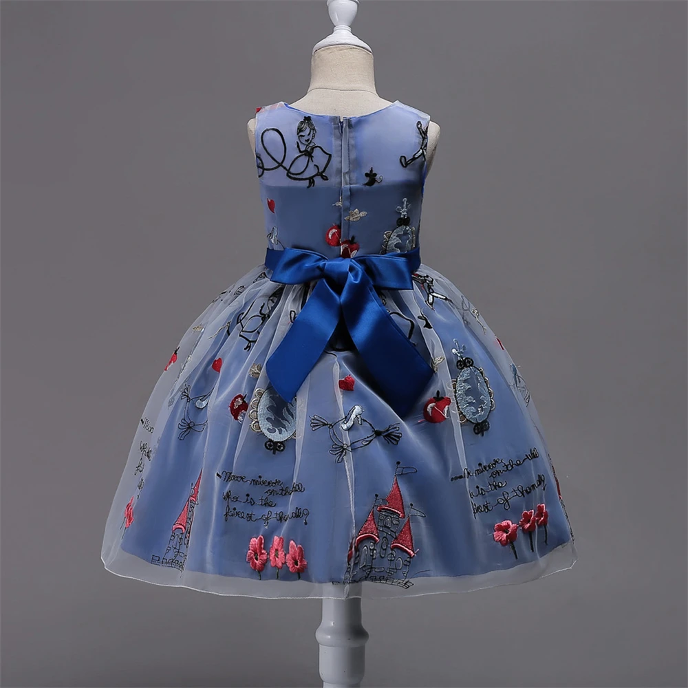 Yeedison Cartoon Print Girls Dress 2018 New Cute Kids Party Dance Dresses For Girls Princess Ball Gown Bow Children Girl Costume (4)