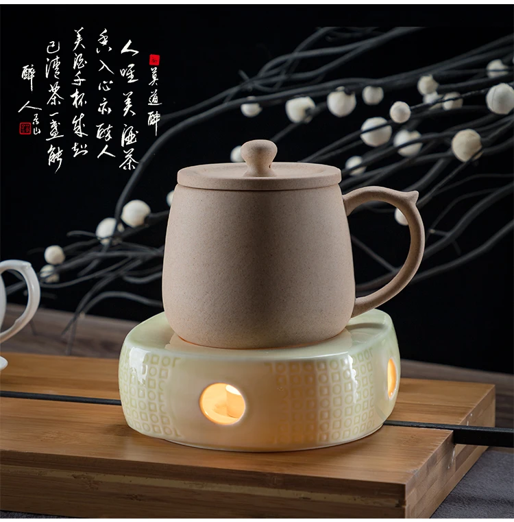 Изысканный свечи теплый Чай плита Керамика база Китайский кунг-фу Чай набор аксессуаров Чай горшок держатель с подогревом Цветочный чай Кофе полки