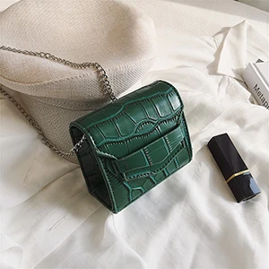 Green Square FEMALEE INS, хит, ПУ кожа, Аллигатор, мини клатч, женские милые маленькие сумки через плечо, Квадратный Круг, женские цепочки, модные вечерние сумки на плечо - Цвет: Green Square