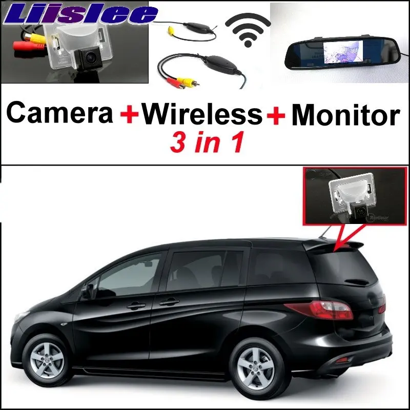 Liislee 3 in1 Специальный вид сзади Камера Беспроводной приемник+ зеркальный монитор легко DIY парковки Системы для Mazda 5 M5 2010