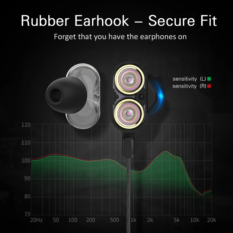 In ear Hifi Dual Driver Earphone D4C Earphones with Mic Stereo Sport Headset Earbuds for Samsung iPhone Huawei xiaomi Smartphone