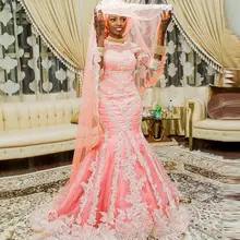 Мусульманские свадебные платья русалки в африканском стиле с коротким рукавом и аппликацией нигерийский Свадебный наряд, покрытый Vestido de Novia