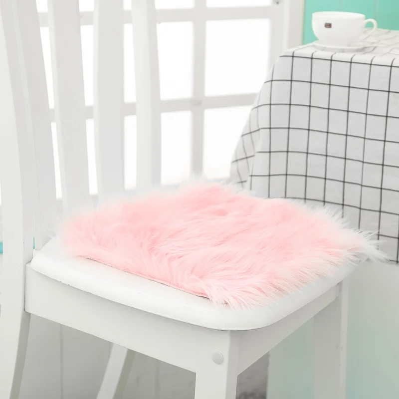 

Hot sale Faux Sheepskin Chair Cover 3 Colors Warm Hairy Wool Carpet Seat Pad long Skin Fur Plain Fluffy Area Rugs Washable