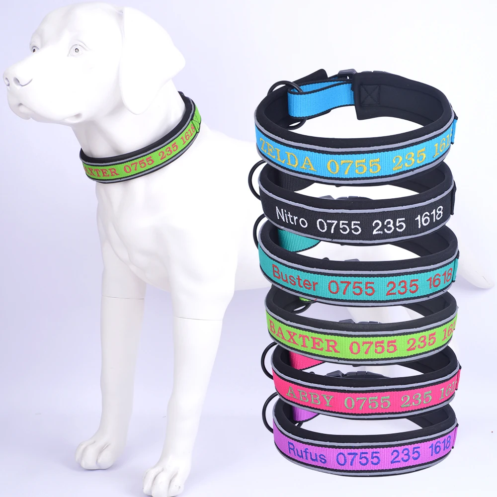 Personal Embroidery Custom Pet Collar and Leash Dog Necklace Collar Leash for Pet Dog Rope Nylon
