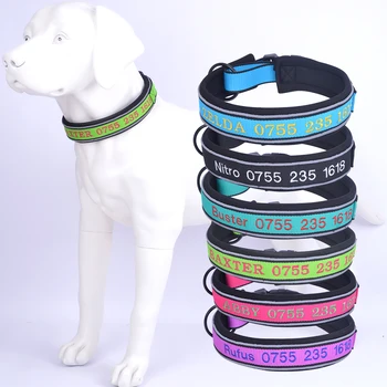 

Personal Embroidery Custom Pet Collar and Leash Dog Necklace Collar Leash for Pet Dog Rope Nylon Collar for Dogs