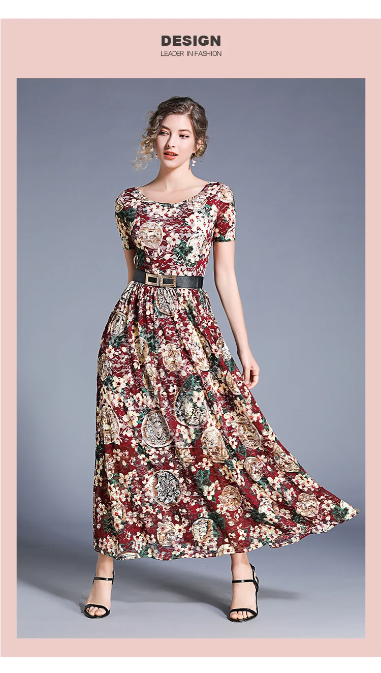 Женское платье Винтаж крючок в виде цветка цветок полое кружевное платье летнее богемное платье модное печатное праздничное платье