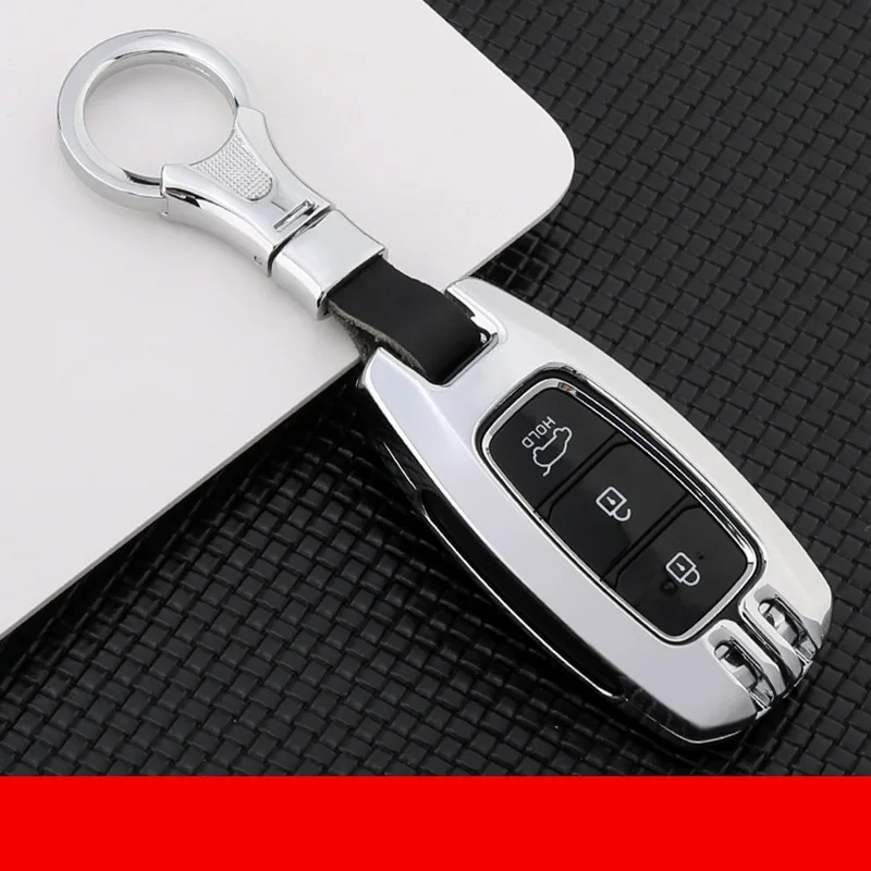Серебристый Чехол для ключей автомобиля из цинкового сплава для hyundai i30 Ix35 Solaris Azera Elantra Grandeur Ig Accent Santa Fe - Название цвета: Серебристый