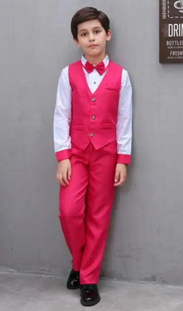 Комплекты одежды для мальчиков 12, 13, 14, 15, 16 лет, с цветочным принтом, для торжественных случаев, для свадебной вечеринки, для мальчиков-подростков, костюмы для танцев - Цвет: rose red