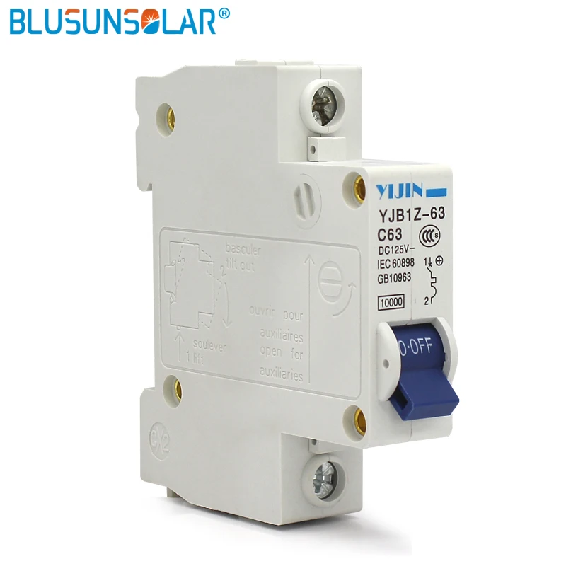 10 шт./лот высокого качества 1 P 63A DC125V выключателя MCB CE YJBz1-63 для PV Солнечные энергетические установки