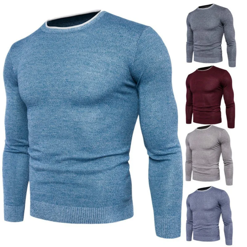 Men's Knit Wear Jumpers Sweaters hombre Slim fit Basis Tops Pullover