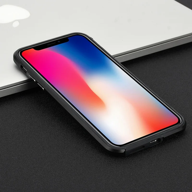 KEYSION телефон бампер чехол для iPhone X 10 Роскошные Алюминий металла и мягкий ТПУ противоударный чехол-бампер для iPhone X iPhone 10 - Цвет: Черный
