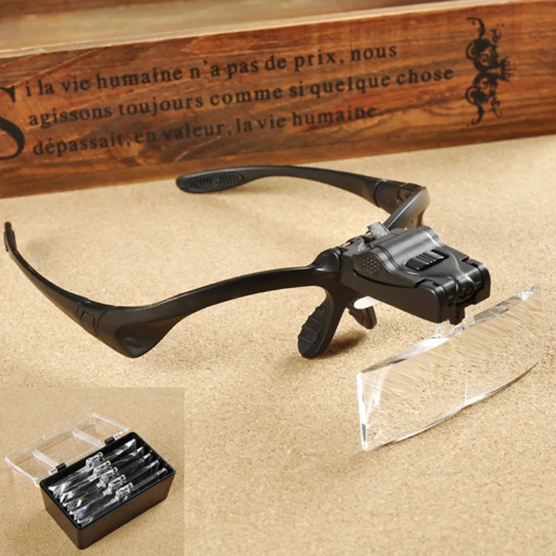 HD головная повязка увеличительное стекло для ремонта глаз Лупа 2 светодиодный