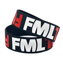 OBH 25 шт черный и белый один дюйм широкий FML силиконовый резиновый браслет