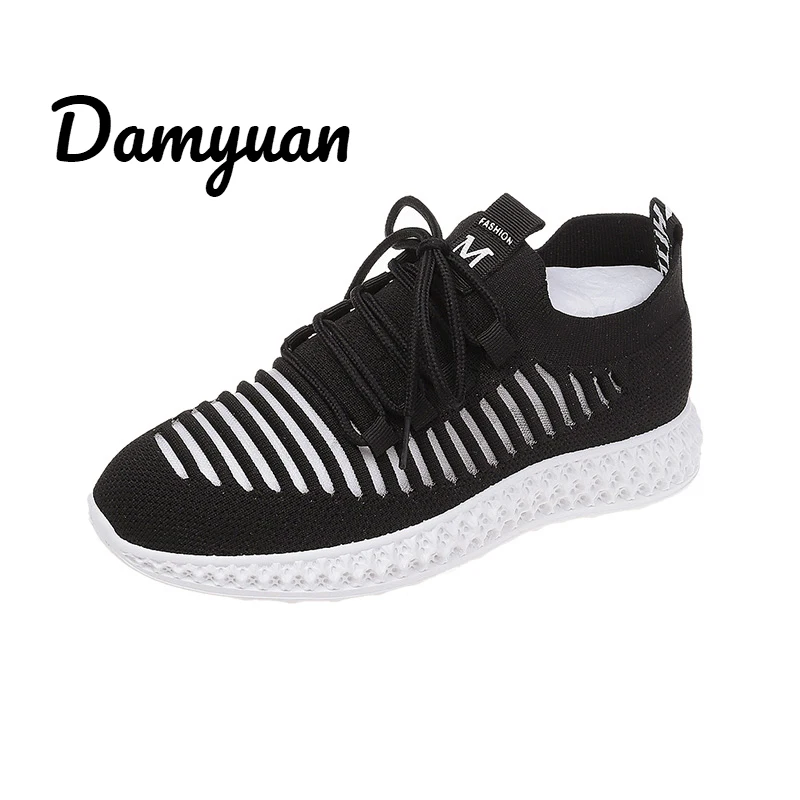 Черный Damyuan/Новинка года; модная классическая обувь; Женская Удобная дышащая повседневная легкая обувь на плоской подошве из некожи; обувь для бега - Цвет: Черный