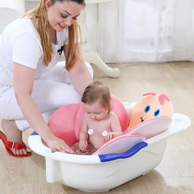 Infant Safety Bathing Non-Slip Bath Tub Cushion Portable Newborn Baby Bath Mat Cartoon Kids Bathtub Shower Pad Baby Play Mat