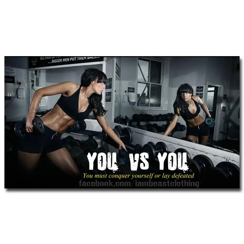 

NICOLESHENTING Bodybuilding Motivational Art Silk Poster 12x21 24x43inch Fitness Exercise Wall Pictures Gym Room 052