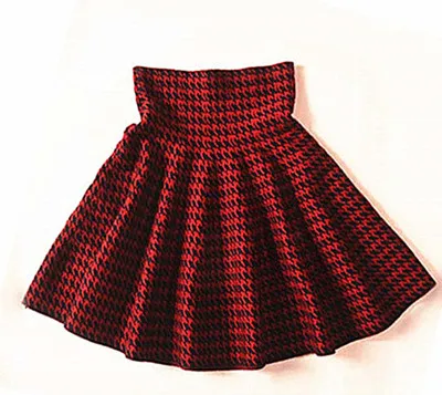Houndstooth red Новинка, весенне-осенняя женская юбка, вязанная шерстяная юбка средней длины, Женская Повседневная плиссированная эластичная Расклешенная юбка с высокой талией, женские юбки s - Цвет: Houndstooth red