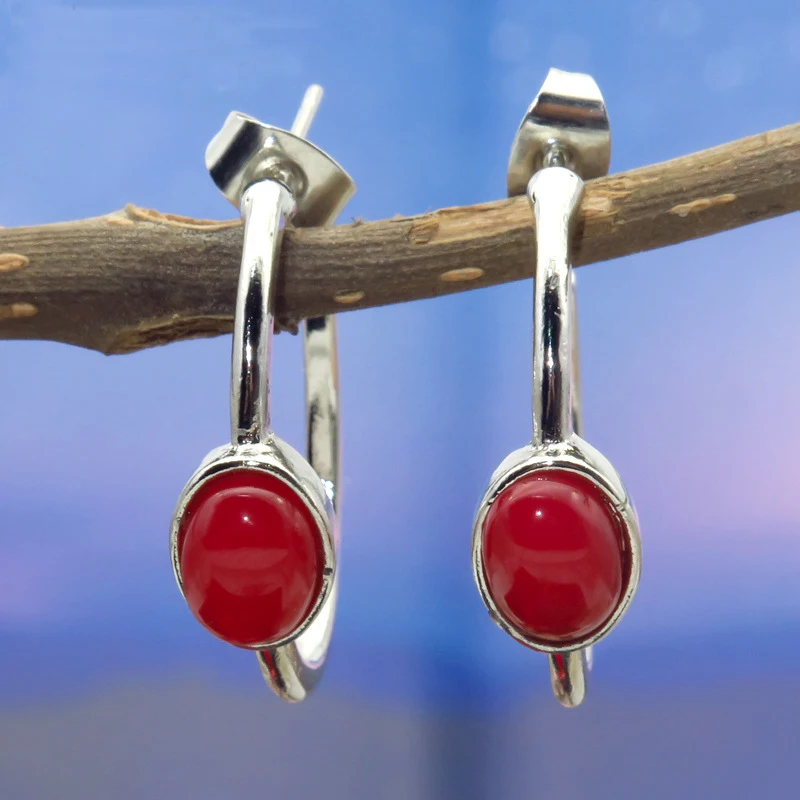 

Tisonliz Simple Elegant Red Stones Earrings CZ Stud Earrings For Women Bride Wedding Earrings Jewelry Boucle D'oreille Femme
